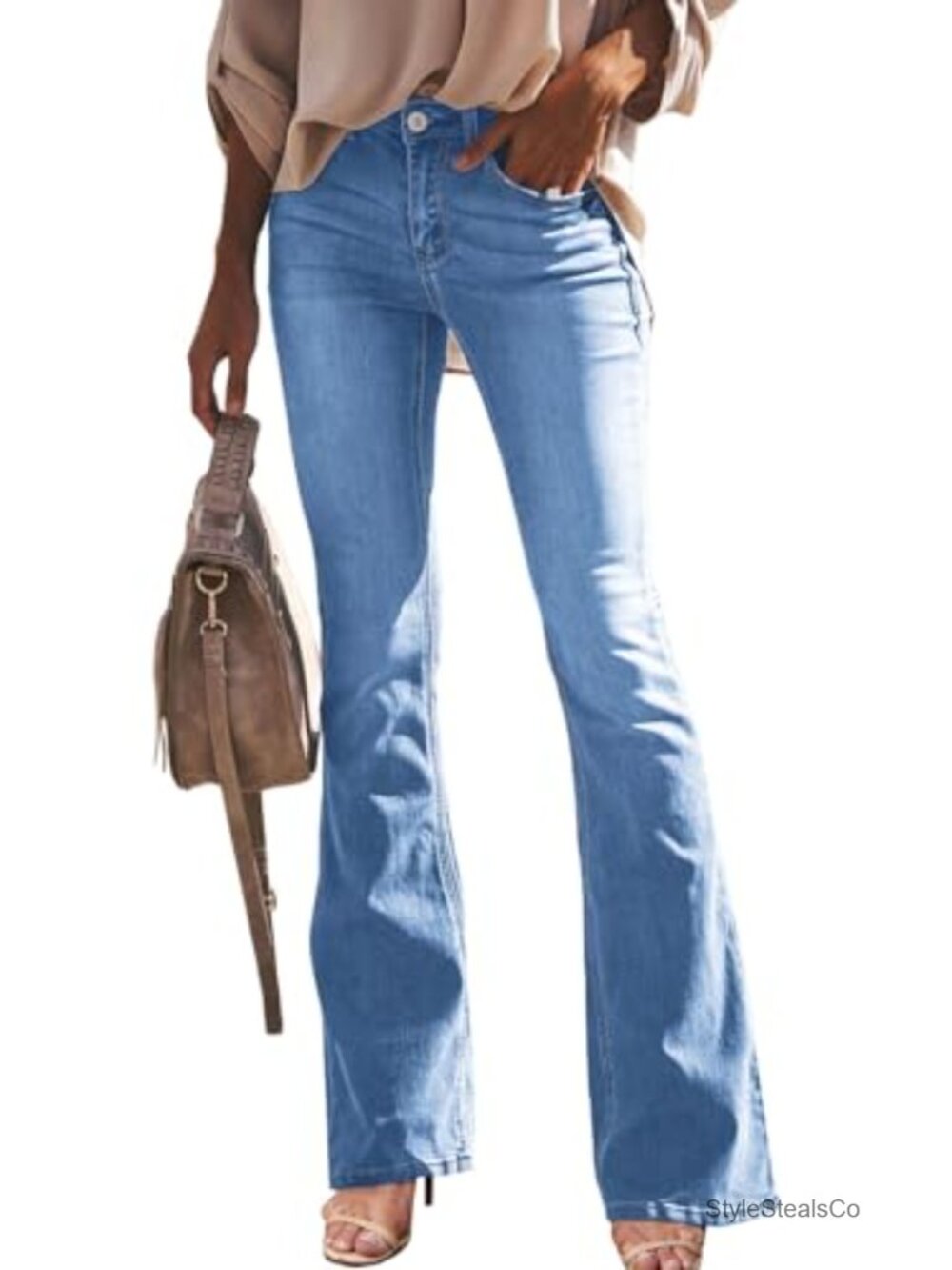 High Waisted Bell Bottom Bootcut Jeans Flared Wide Leg Denim Pants